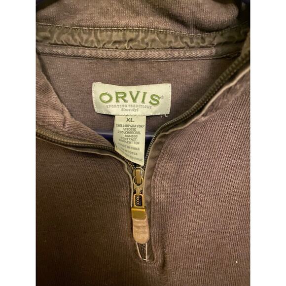 orvis men’s half zip pullover sweater size xl brown zip up bamboo cotton shirt - Picture 2 of 4